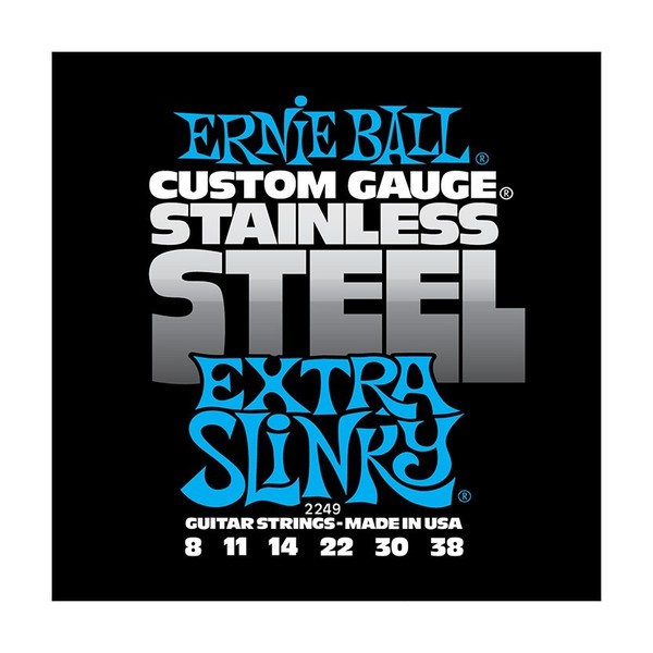 Ernie Ball Stainless Steel Extra Slinky 2249 Guitar Strings, 8-38