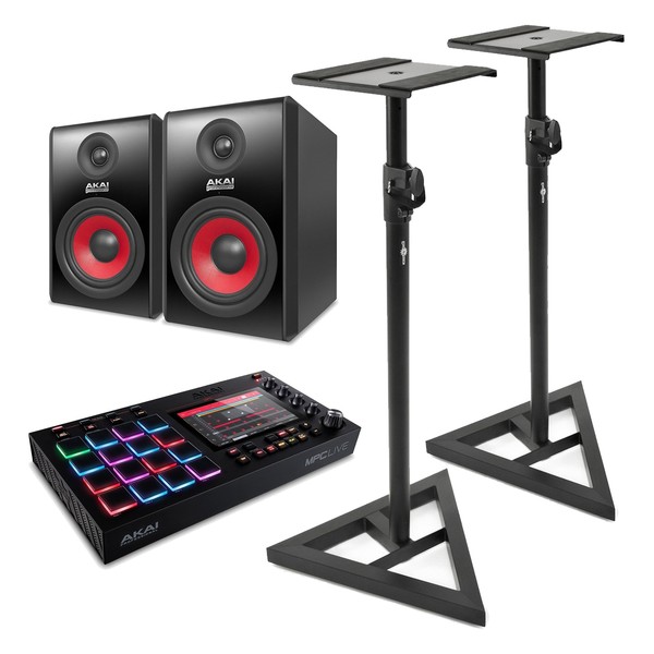 Akai MPC Live With Akai RPM 500 Studio Monitors And Stands 1