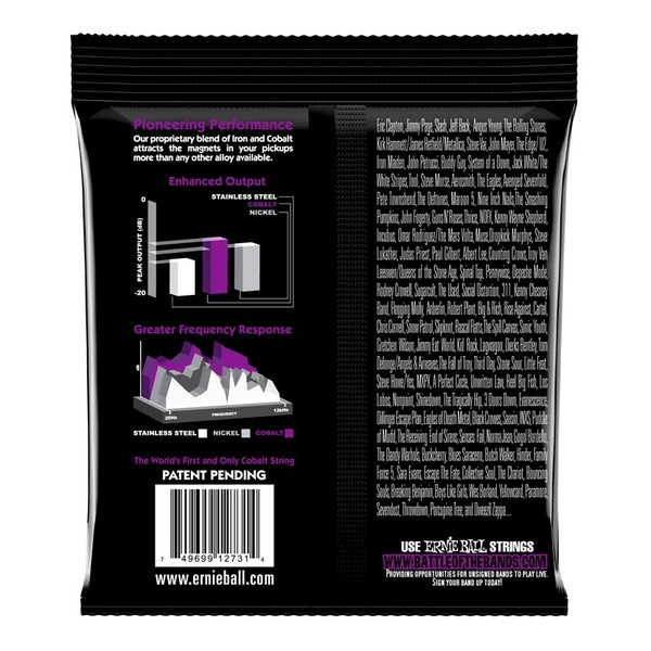 Ernie Ball Power Slinky 2731 Cobalt Bass Guitar Strings 55-110 back of pack