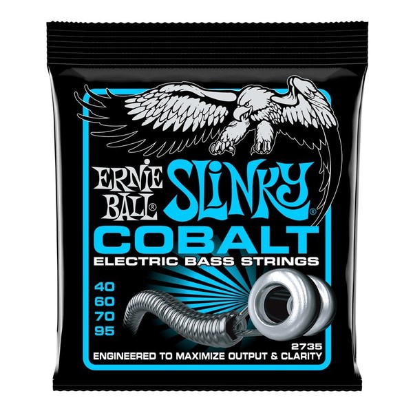 Ernie Ball Extra Slinky 2735 Cobalt Bass Guitar Strings 40-95 front of pack