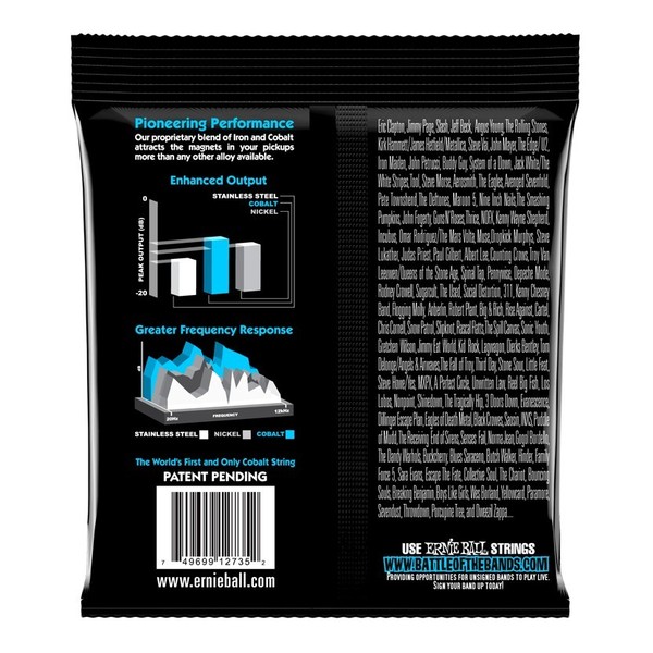 Ernie Ball Extra Slinky 2735 Cobalt Bass Guitar Strings 40-95 back of pack