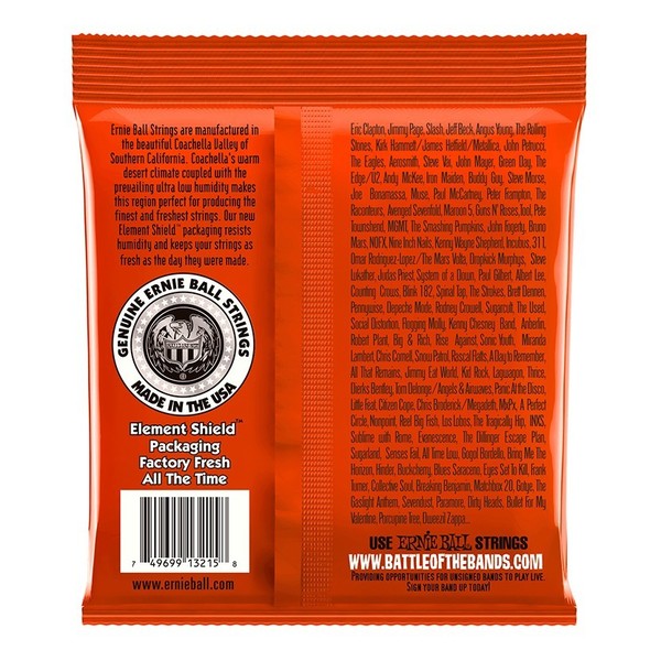 Ernie Ball Skinny Top Heavy Bottom Guitar Strings, 3 Pack (10 - 52) back of pack