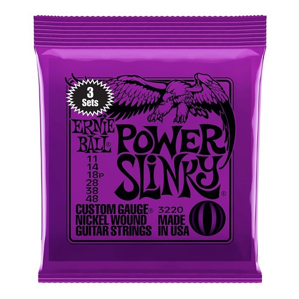 Ernie Ball Power Slinky Electric Guitar Strings, 3 Pack (11 - 48) front of pack
