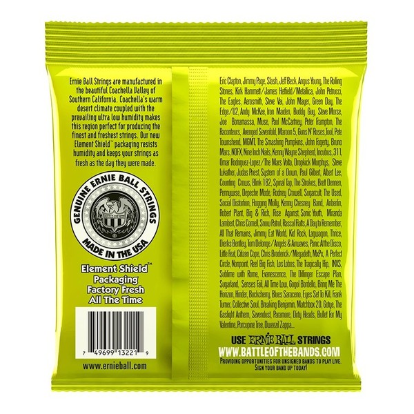 Ernie Ball Regular Slinky Electric Guitar Strings, 3 Pack (10 - 46) back of pack