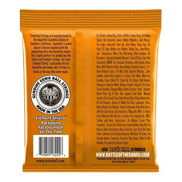 Ernie Ball Hybrid Slinky Electric Guitar Strings, 3 Pack (9 - 46) back of pack