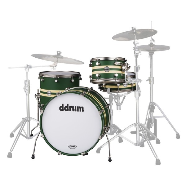 DDrum Reflex Rally Sport 4pc 22" Shell Pack, Green with Cream Stripes