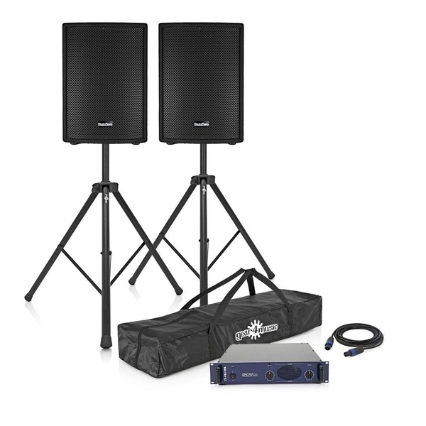 800W 15" Passive PA Package with Power Amp, Stands and Cables