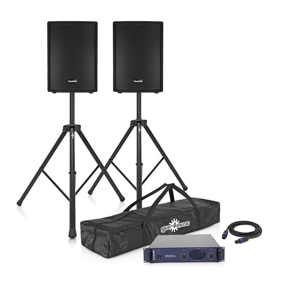 700W 12" Passive PA Package with Power Amp, Stands and Cables