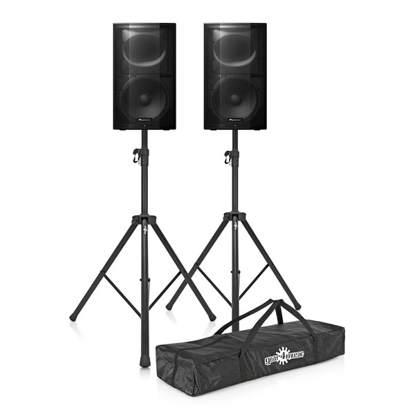 Pioneer XPRS-15 Active PA Speaker Pair with Stands