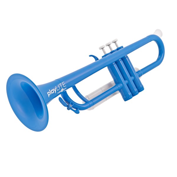 playLITE Hybrid Trumpet by Gear4music, Blue + Music Stand & Mute