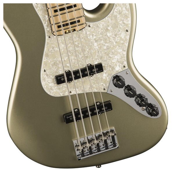 DISC Fender American Elite Jazz Bass V MN, Champagne na Gear4Music.com