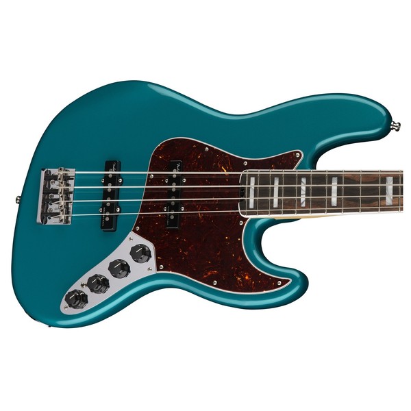 DISC Fender American Elite Jazz Bass Guitar Ebony, Ocean Turquoise