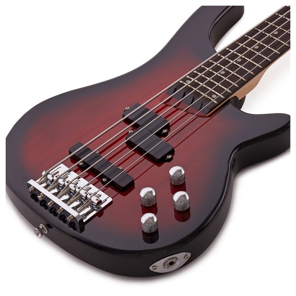 Chicago 5 String Trans Red Bass Guitar + 35W Amp Pack by Gear4music