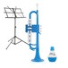 playLITE Hybride Trompet van Gear4music, Blauw + Muziekstandaard & Demper