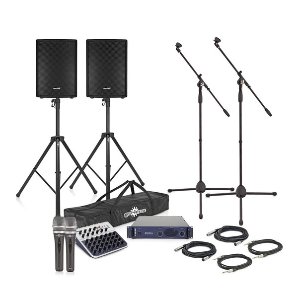 SubZero 800W 15" Passive PA System with Mixer, Stands and Mics