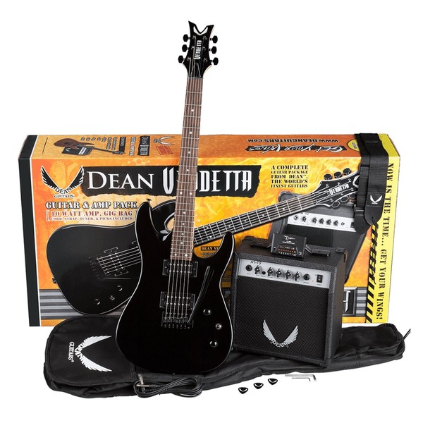 Dean Vendetta XMT Pack, With Amp, Metallic Black