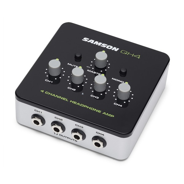 Samson QH4 4-Channel Headphone Amp - Front Angled Right