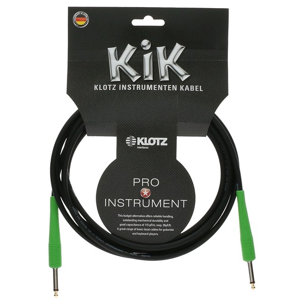 Klotz KIKC Green Instrument Cable, 4.5m