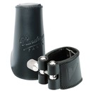 Ligadura de clarinete bajo Vandoren Cuir, de piel con casquillo de cuero