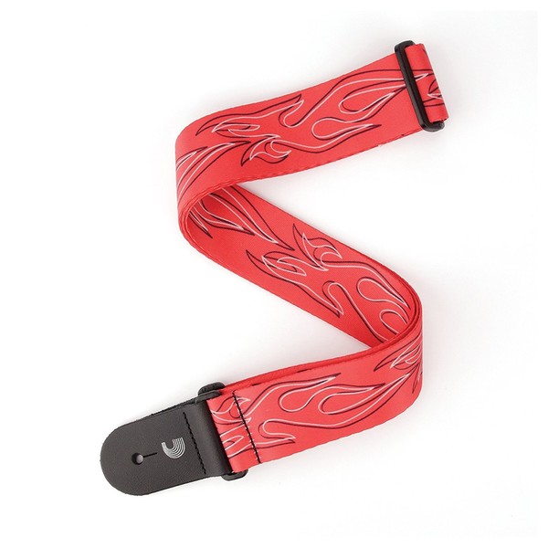 Planet Waves 2'' Woven Guitar Strap, Flames Pinstripe Red Black