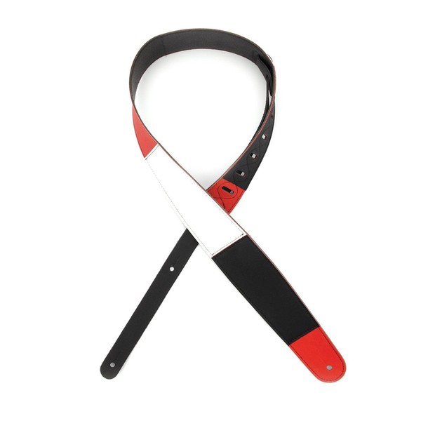 Planet Waves 2.5" Leather Guitar Strap, Horizonal Black, Red & White