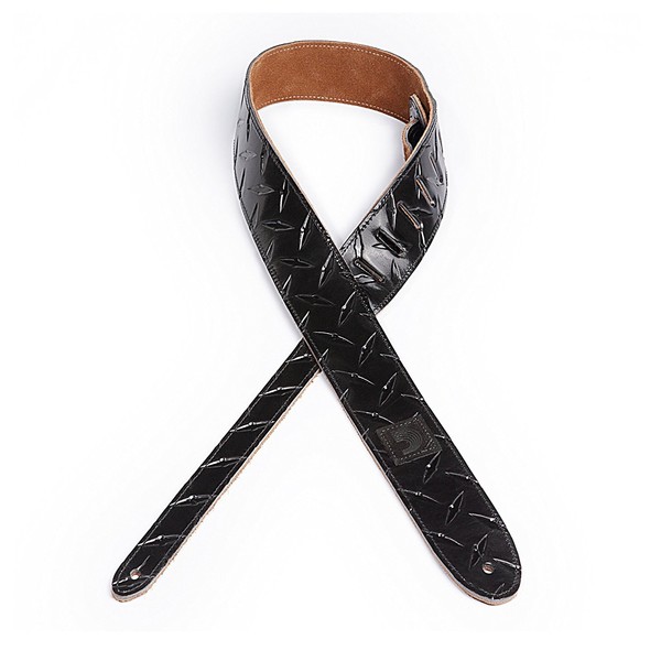 Planet Waves 2" Diamond Plate Leather Embosses Guitar Strap, Black