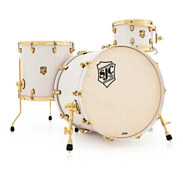 SJC Drums Tour 22'' 3 Piece Shell Pack, LTD ED White with Brass HW