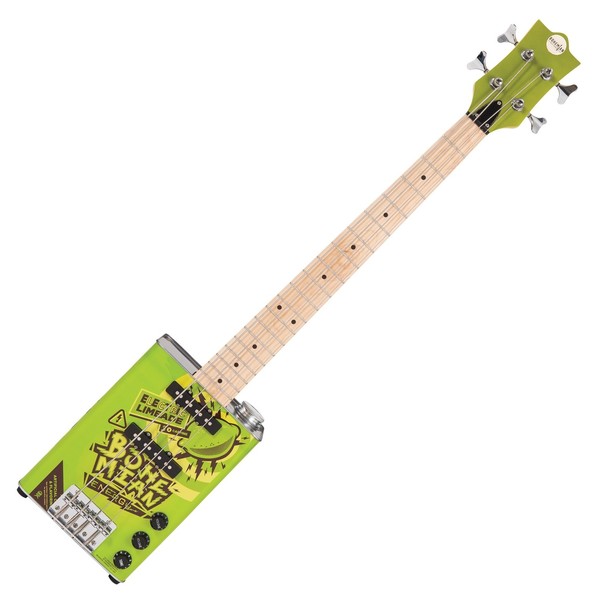 Bohemian Oil Can Bass Guitar, Electric Limeade front view