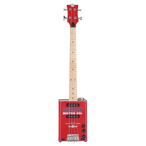 Bohemian Oil Can Bass Guitar, Motor Oil Straight On View