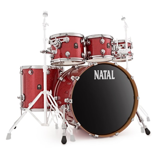 Natal Originals Maple 22'' 4pc Shell Pack, Red Sparkle w/ Free 8" Tom
