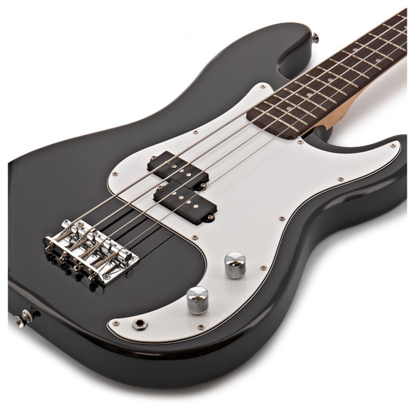 LA Short Scale Bass Guitar Black, 15W Bass Amp Pack