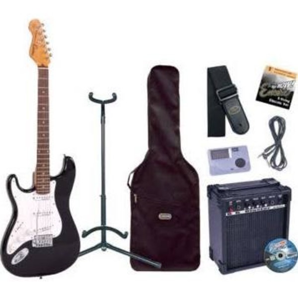 Encore E6 Electric Left Hand Guitar Outfit, Black