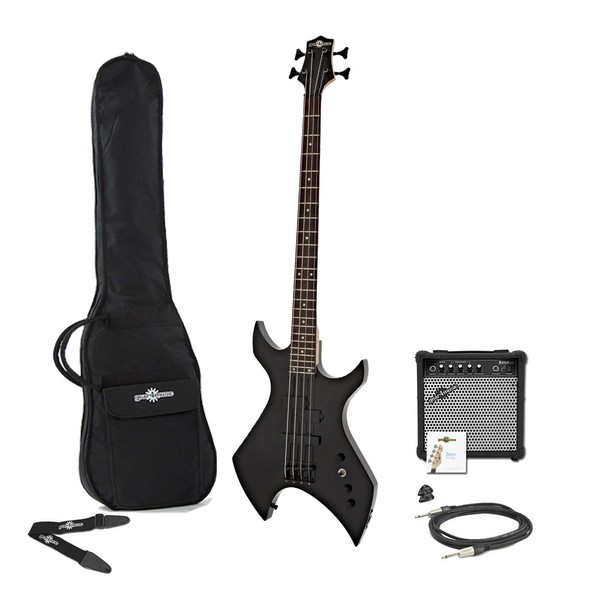 Harlem X Bass Guitar + 15W Amp Pack, Black Hardware