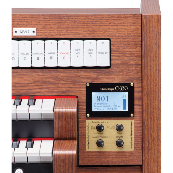 DISC Roland C-330-DA Classic Organ, Dark Oak Finish at