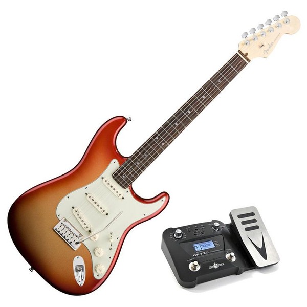 Fender American Deluxe Stratocaster, RW, Sunset Metallic, Pedal Pack