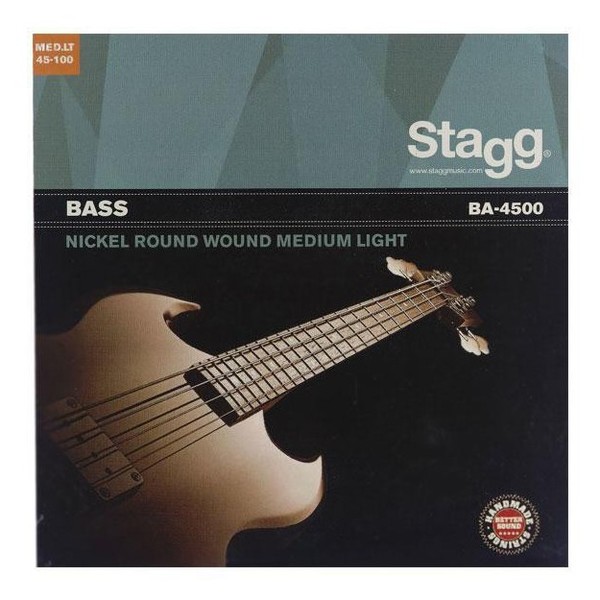 Stagg 4 String Electric Bass Set Nickel Round Wound Medium Light