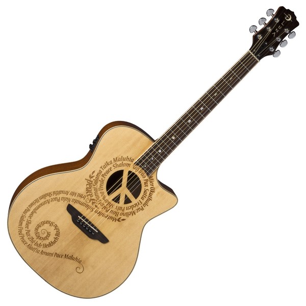 Luna Oracle Peace Grand Concert Electro Acoustic Guitar Front View