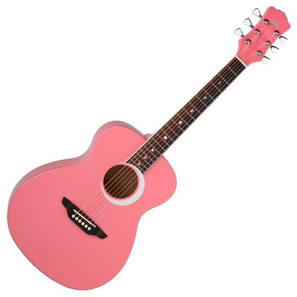 Luna Aurora Borealis 3/4 Guitar, Pink Front View