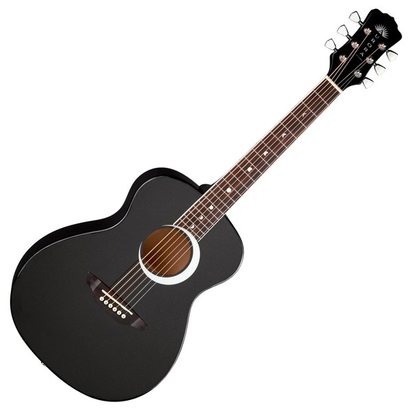 Luna Aurora Borealis 3/4 Guitar, Black Front View