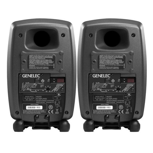 Genelec 8020D Studio Monitors, Grey (Pair) with Desktop Stands at