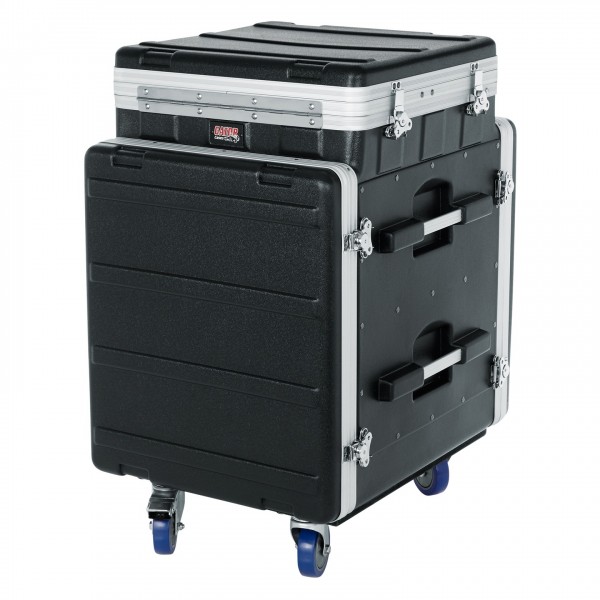 Gator 10U Top, 12U Side Console Audio Rack - Angled Closed