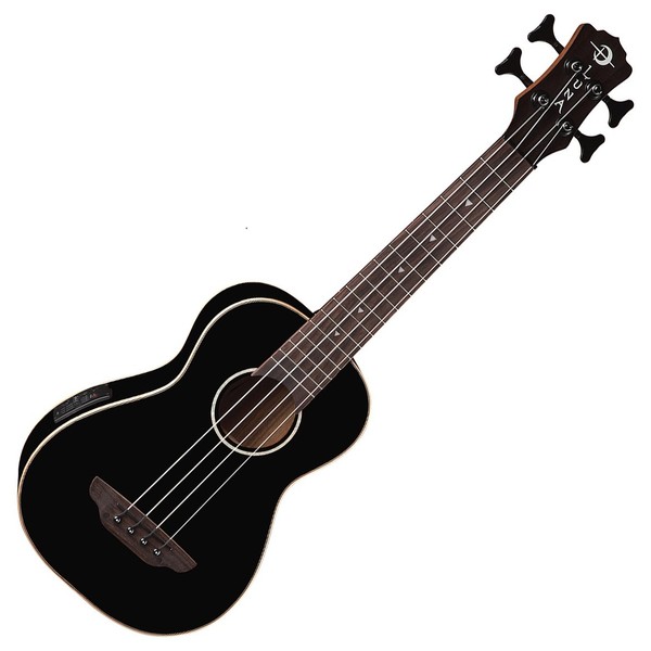 Luna Baritone Electro Acoustic Ukulele Bass, Gloss Black Front View