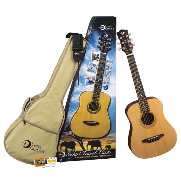 Luna Safari Muse Spruce Travel Guitar Pack - Full Pack View