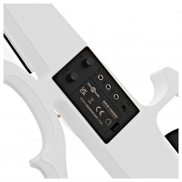 4/4 Size Electric Violin by Gear4music, White w/ Amp Pack