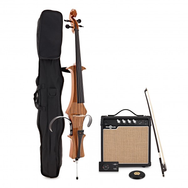 4/4 Size Electric Cello by Gear4music, Natural w/ Amp Pack