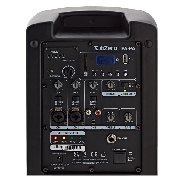 SubZero P6 Portable PA Speaker with Bluetooth & Wireless Mic