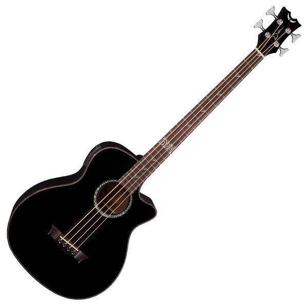 Dean Exotica Supreme Electro Acoustic Bass Guitar, Classic Black Front View