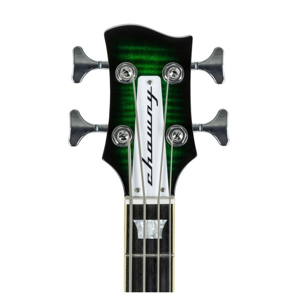 Chowny CHB-1 Semi-Hollow Bass, Emerald Burst headstock