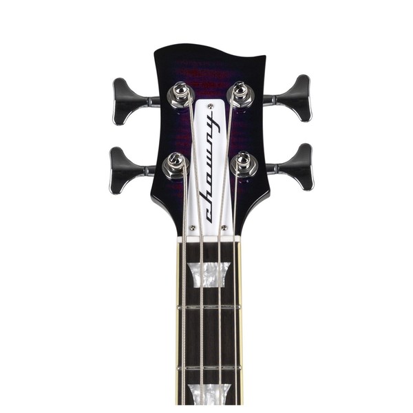 Chowny CHB-1 Semi-Hollow Bass, Red Wine Burst headstock
