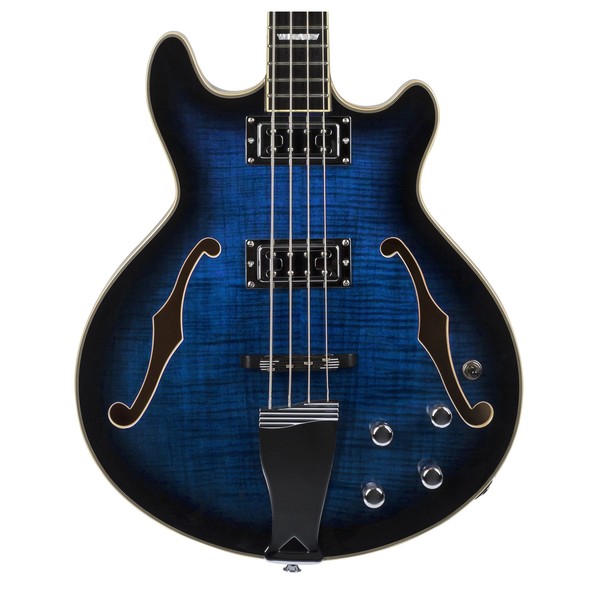 Chowny CHB-2 Semi-Hollow Bass, Sapphire Burst front view